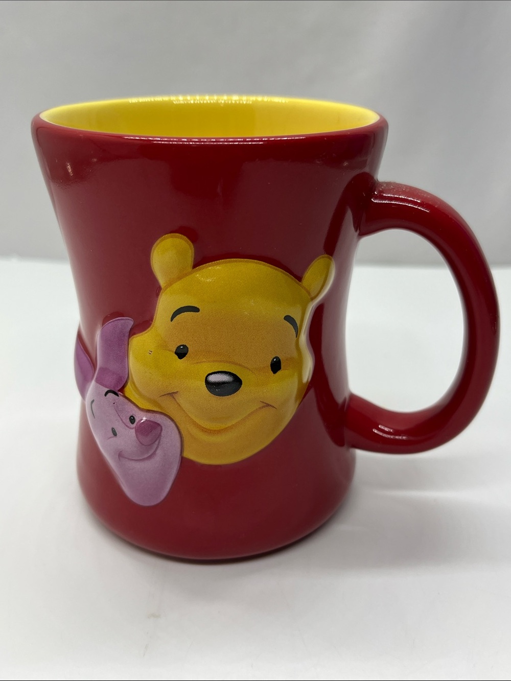 Disney Winnie the Pooh Red and Yellow Ceramic Mug with Piglet